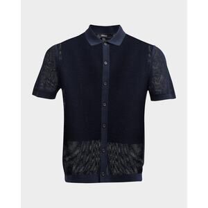 Theory 'Cairn Breac' Black Short-Sleeve Open Shirt Size S